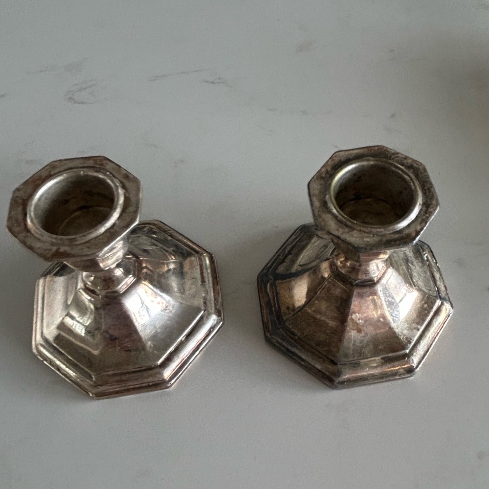Vintage set of silver plate Benedict Proctor candlestick holders.